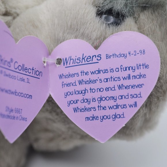 Whiskers the Walrus Puffkins by Swibco Style 6667 Bean Bag Plushf - Picture 6 of 7